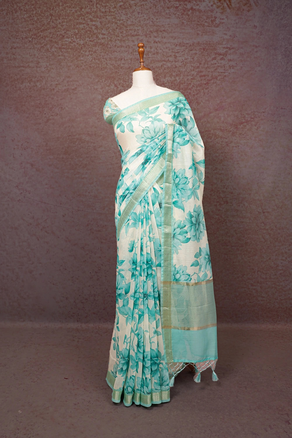 Cream Semi Chanderi Saree