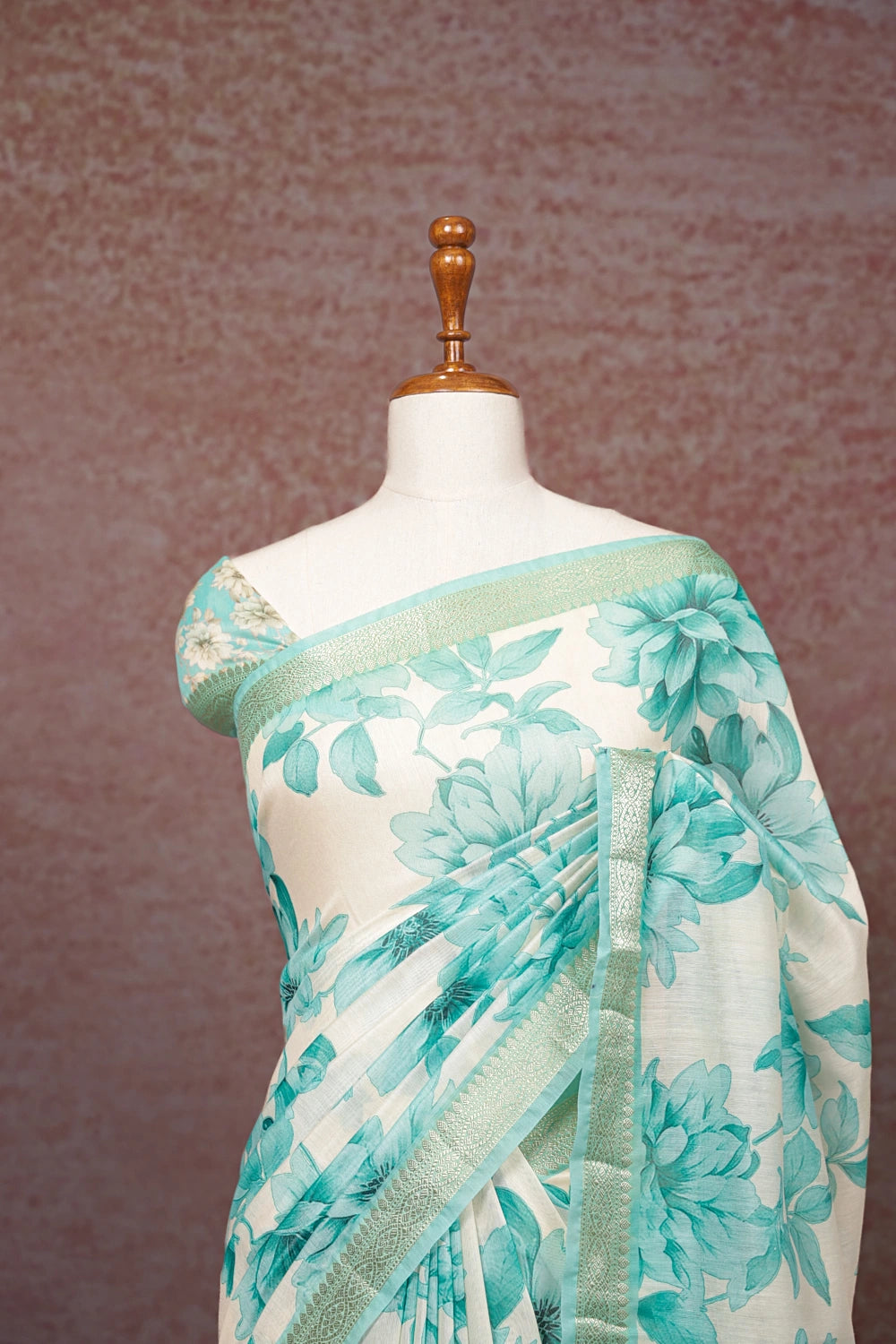 Cream Semi Chanderi Saree