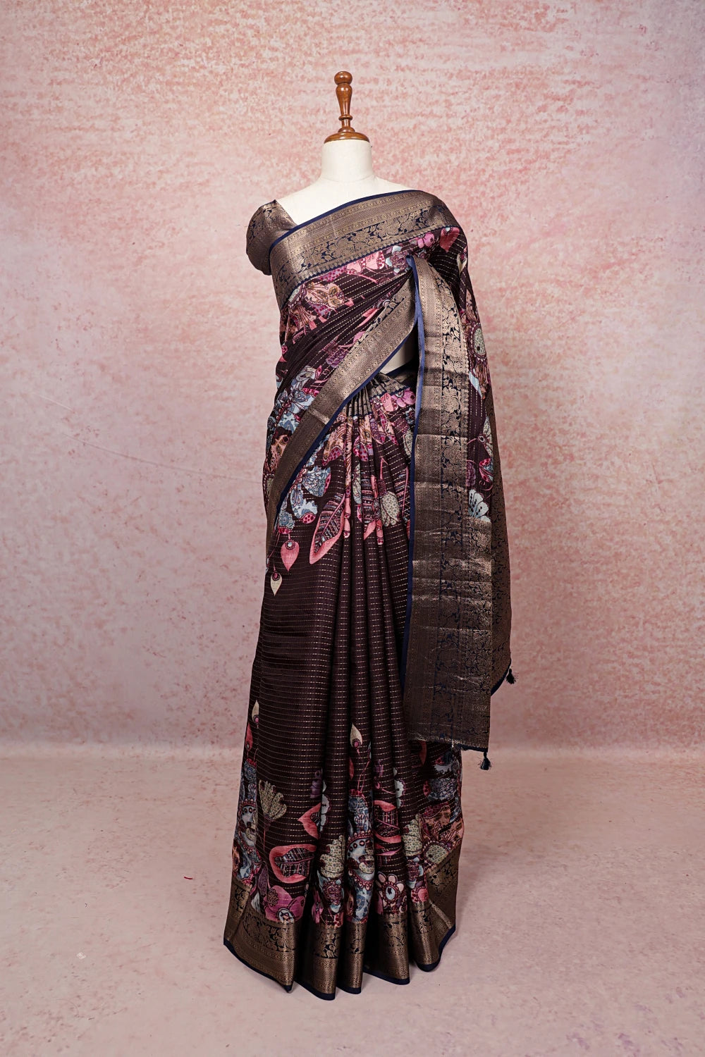 Coffee Brown Semi Tussar Saree