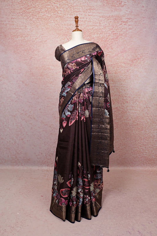 Coffee Brown Semi Tussar Saree