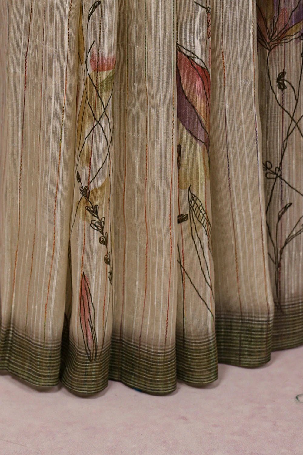 Cream Semi Jute Saree