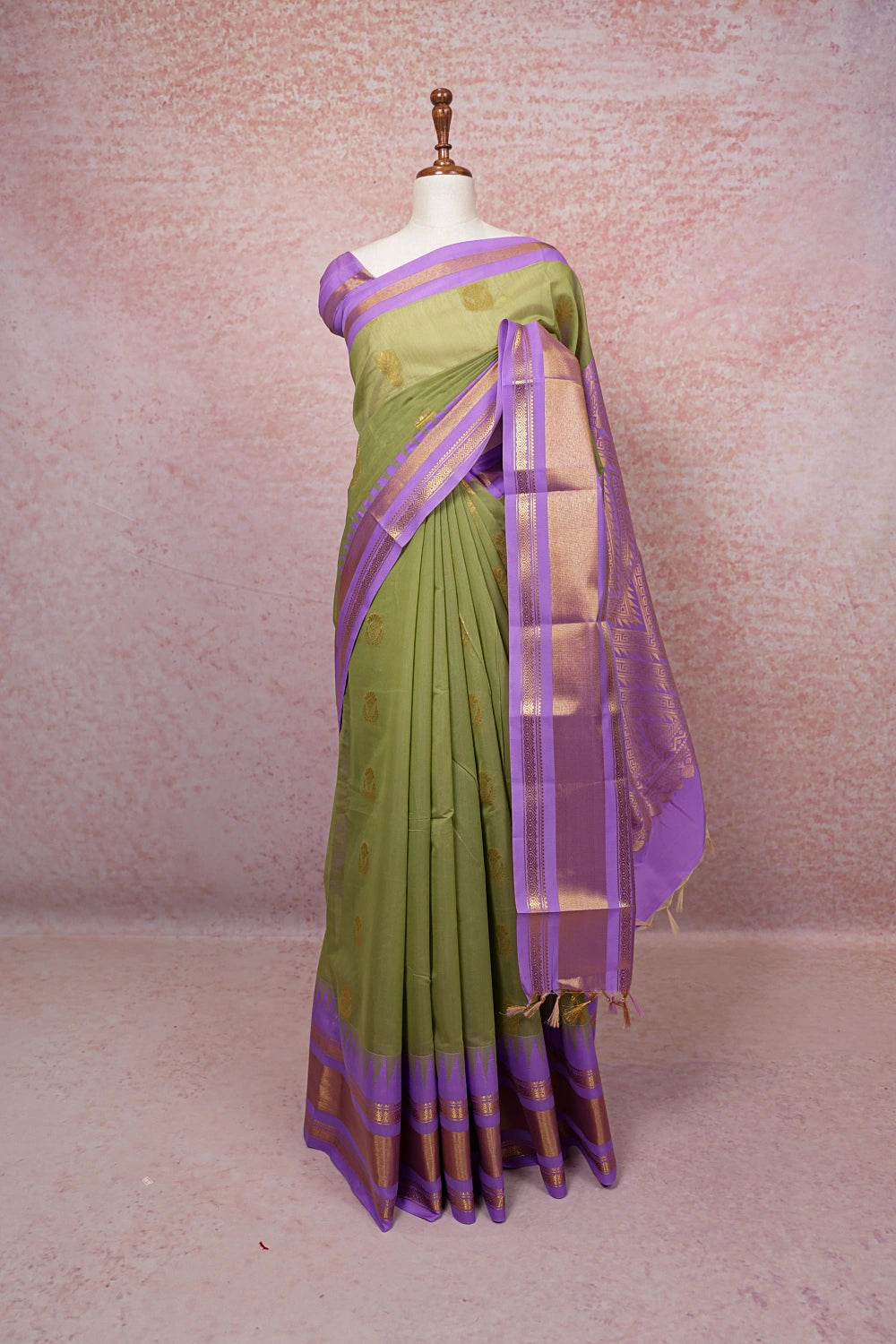 Light Green Cotton Silk Saree