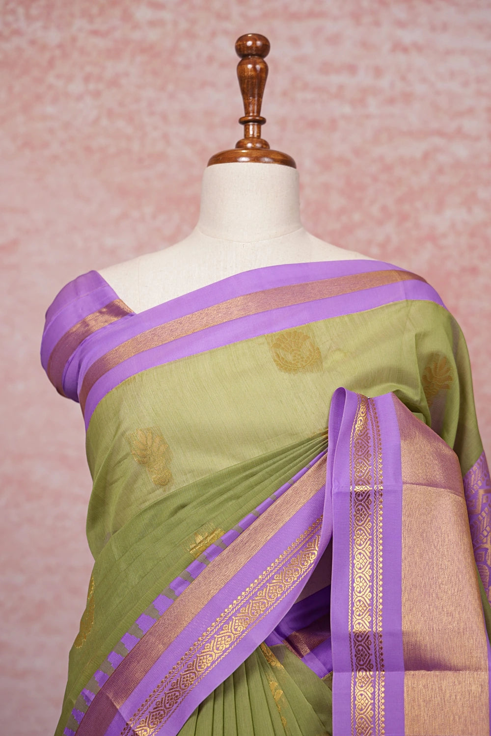 Light Green Cotton Silk Saree