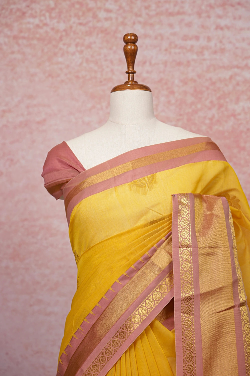 Yellow Cotton Silk Saree