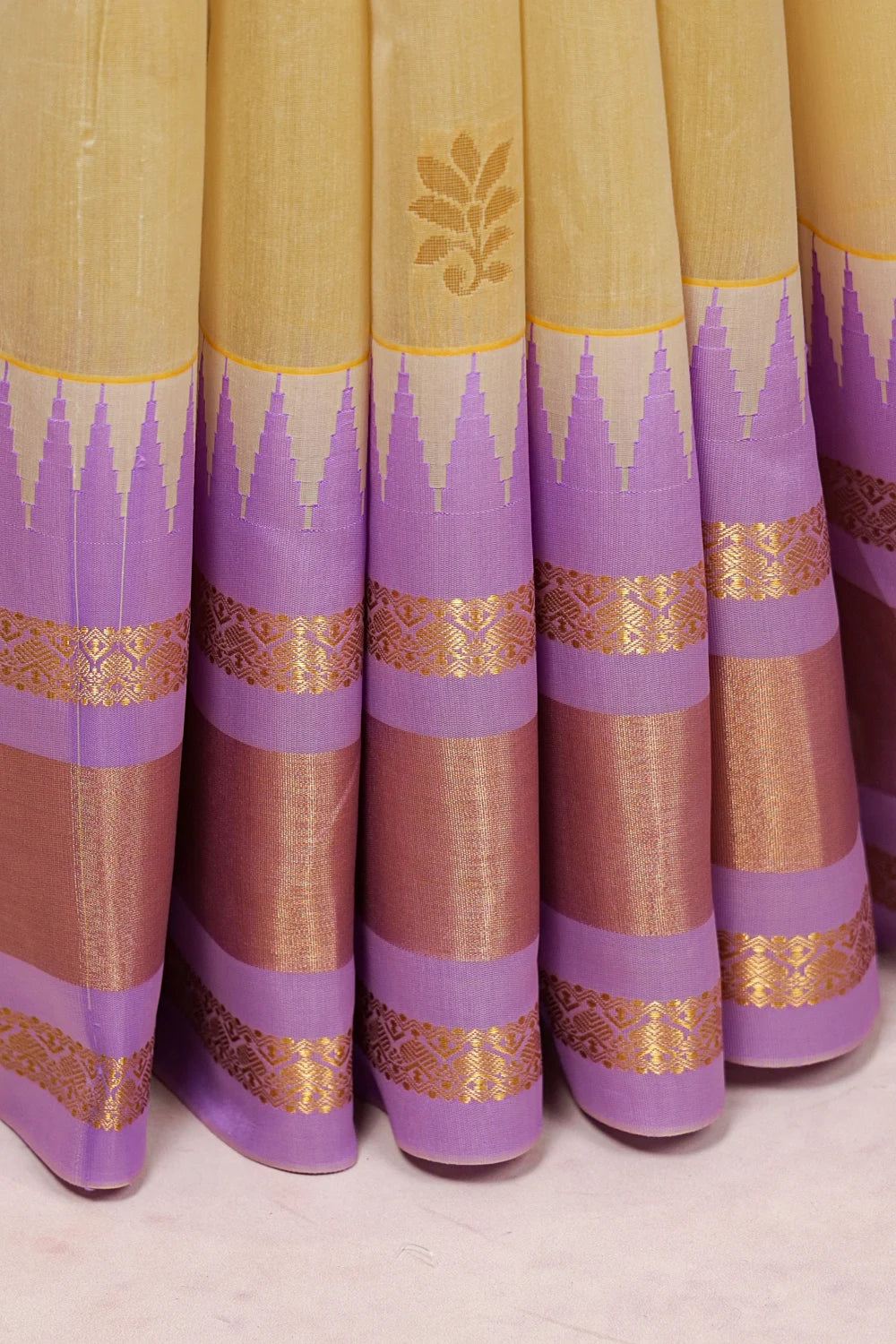 Light Yellow Cotton Silk Saree