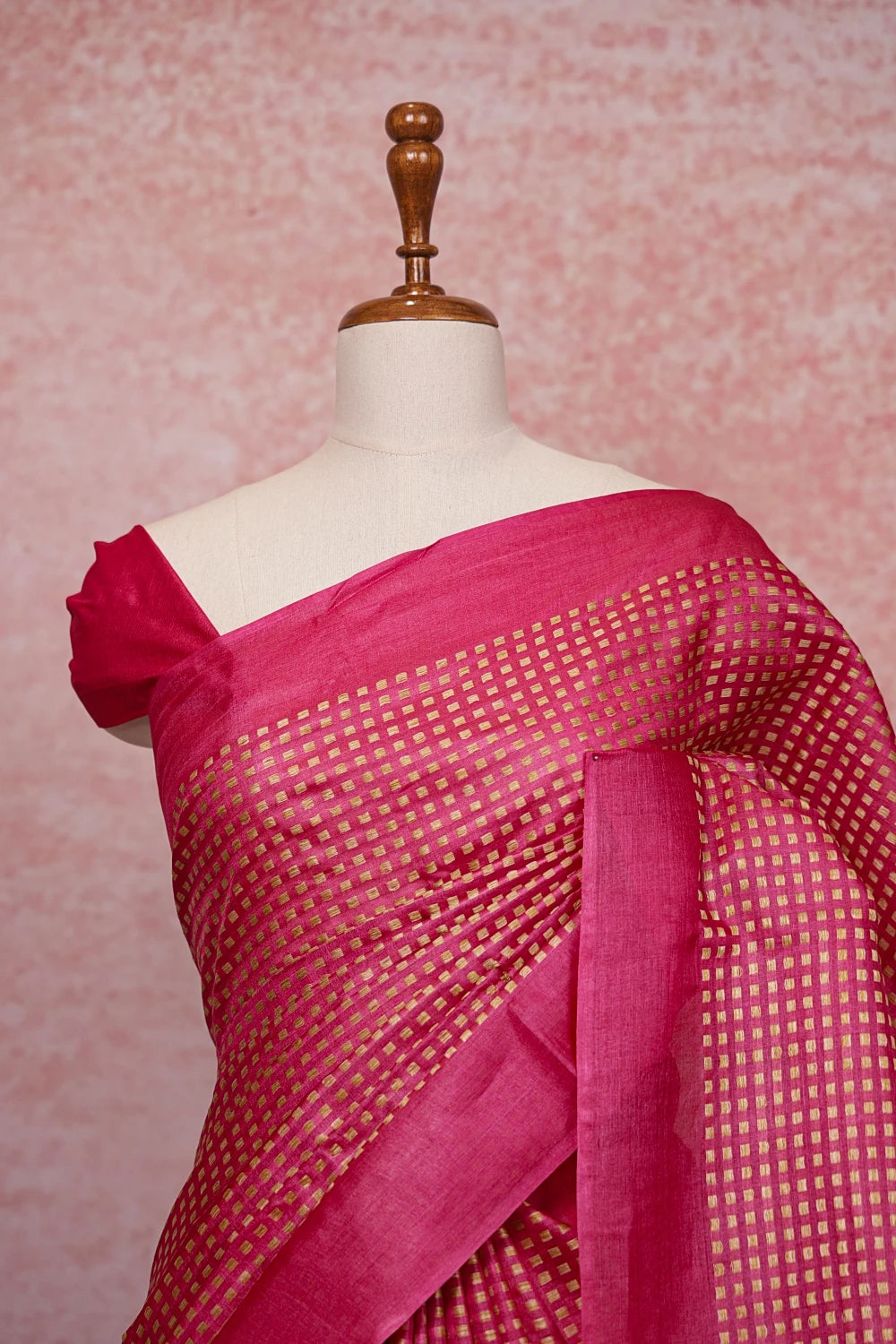 Magenta Tussar Silk Saree