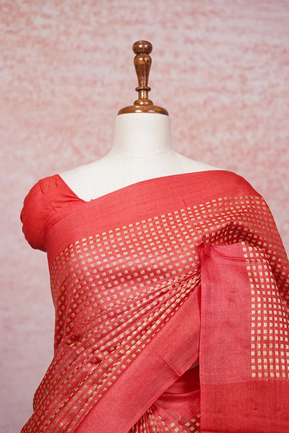 Red Tussar Silk Saree