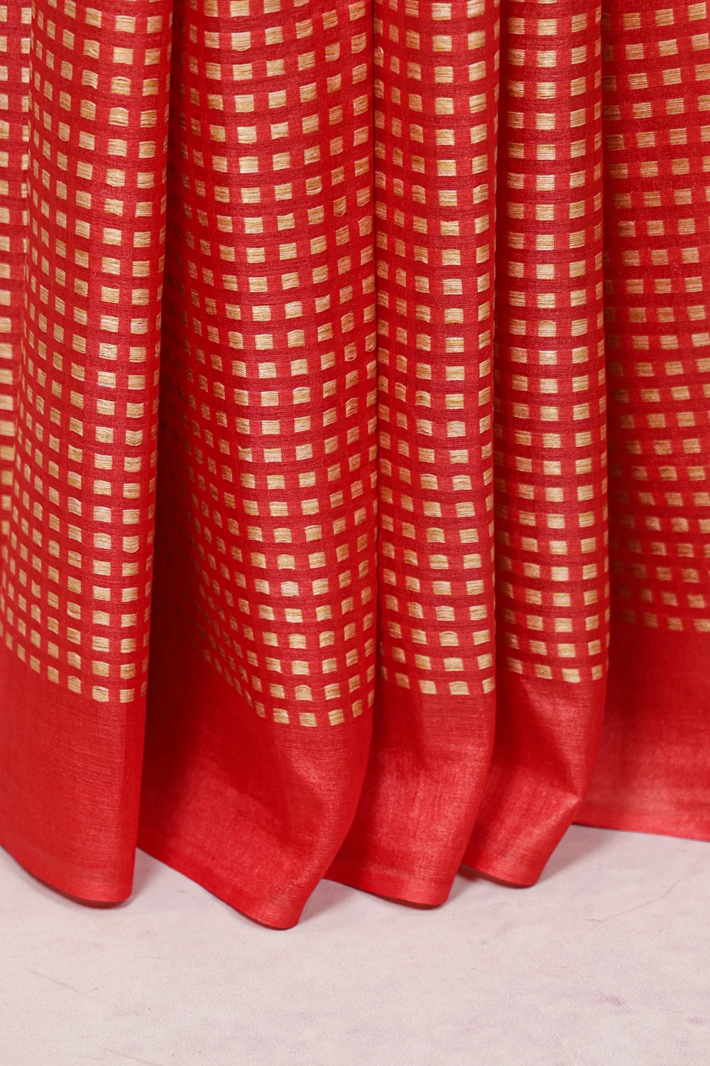 Red Tussar Silk Saree