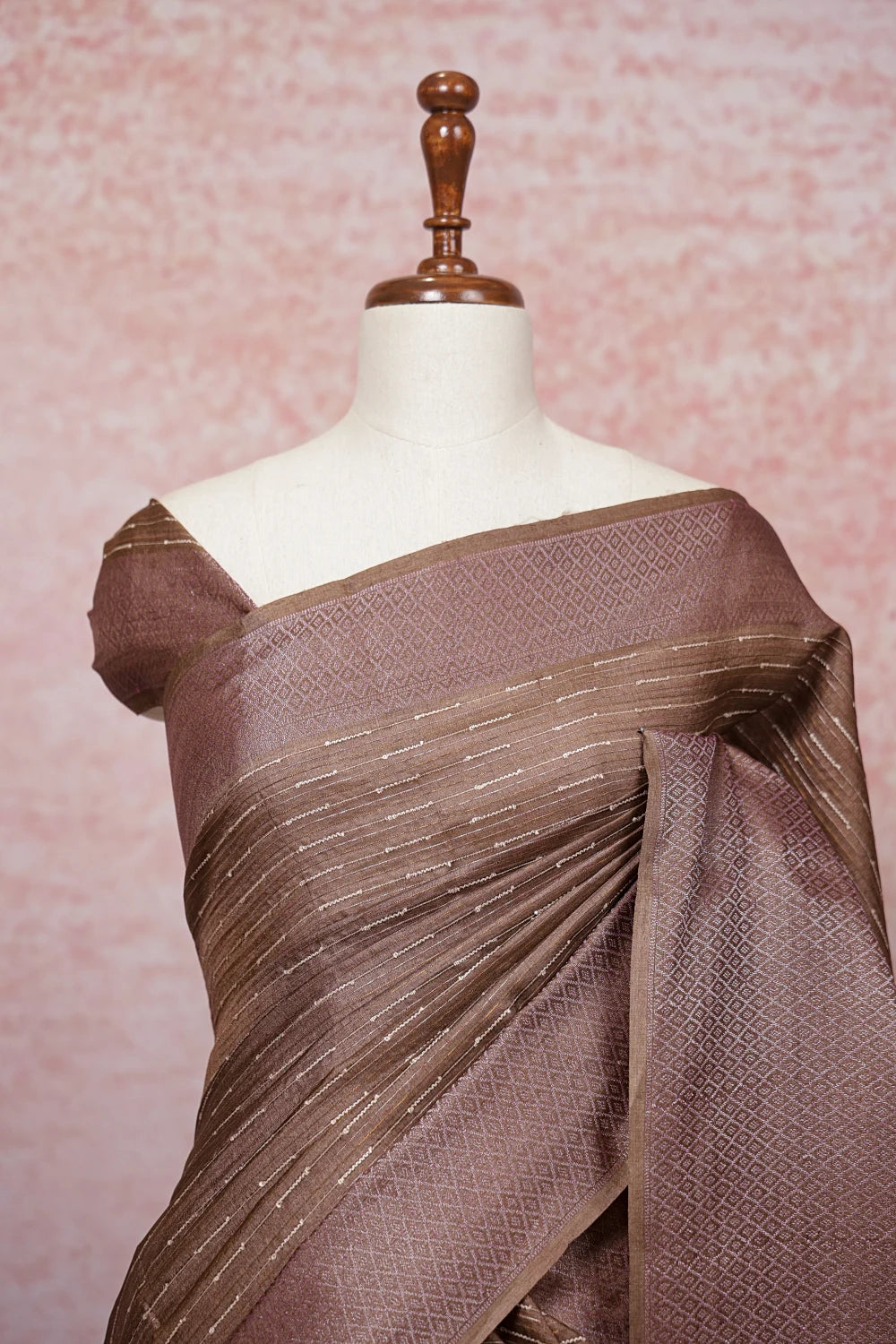 Brown Tussar Silk Saree
