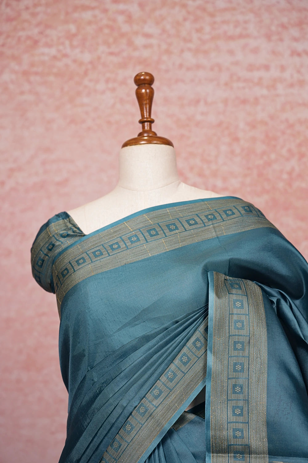 Blue Tussar Silk Saree