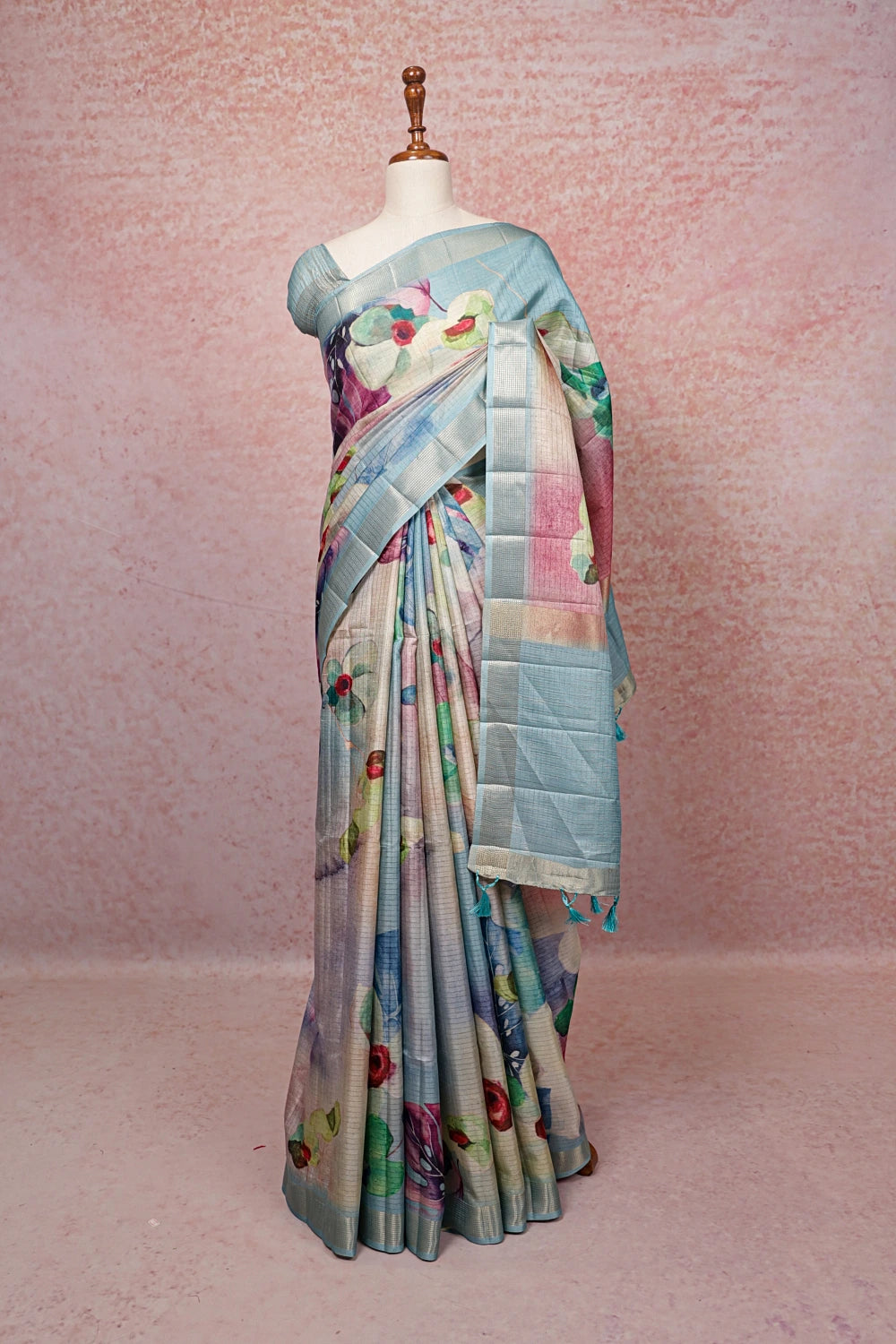 Multi Color Semi Tussar Saree