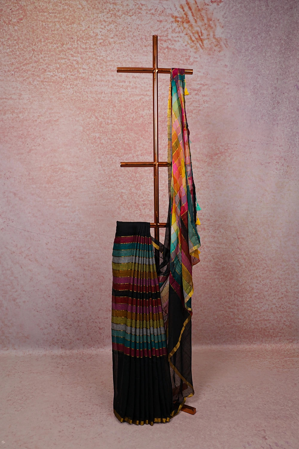 Black  Mul Cotton  Saree