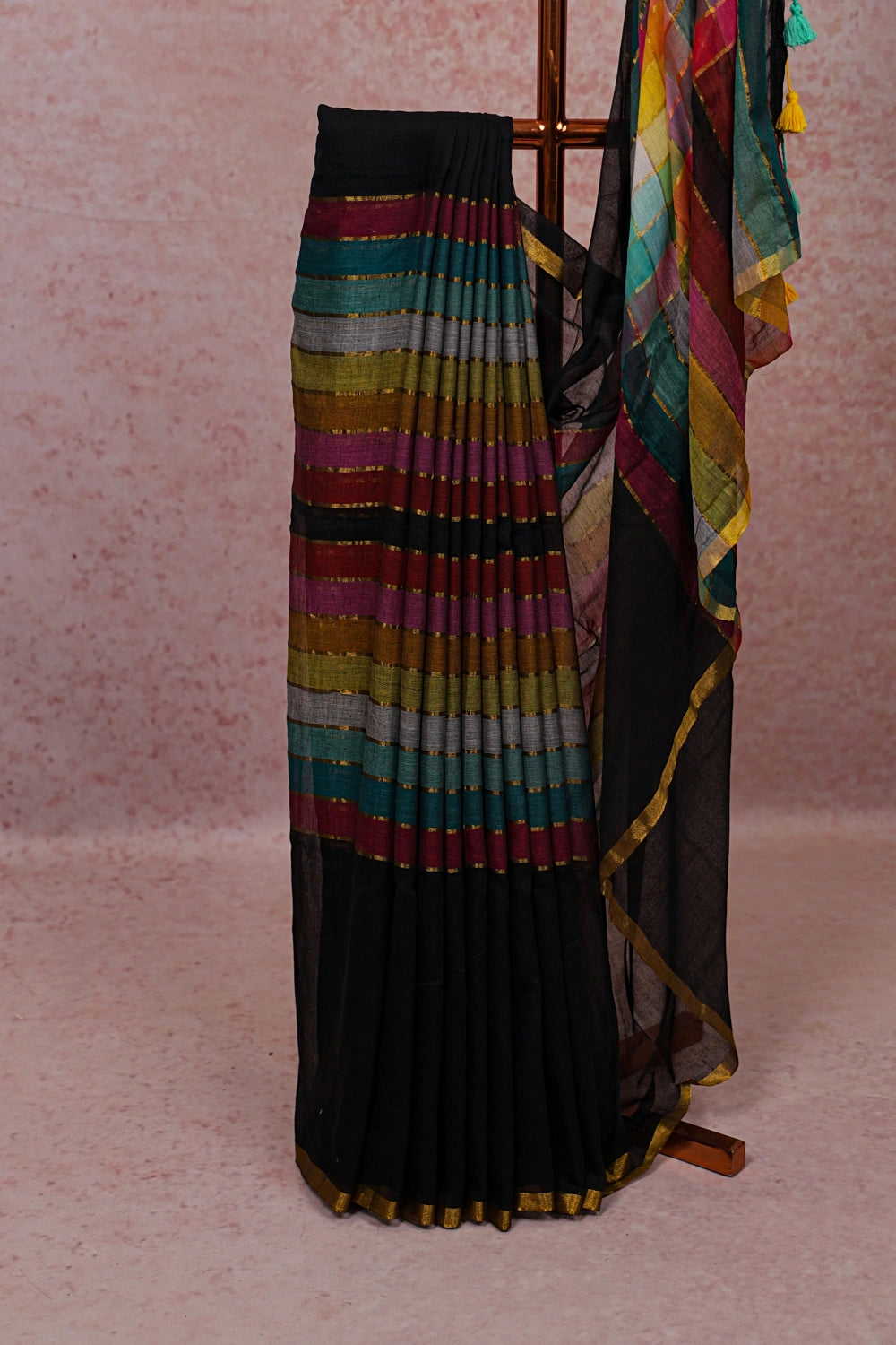 Black  Mul Cotton  Saree
