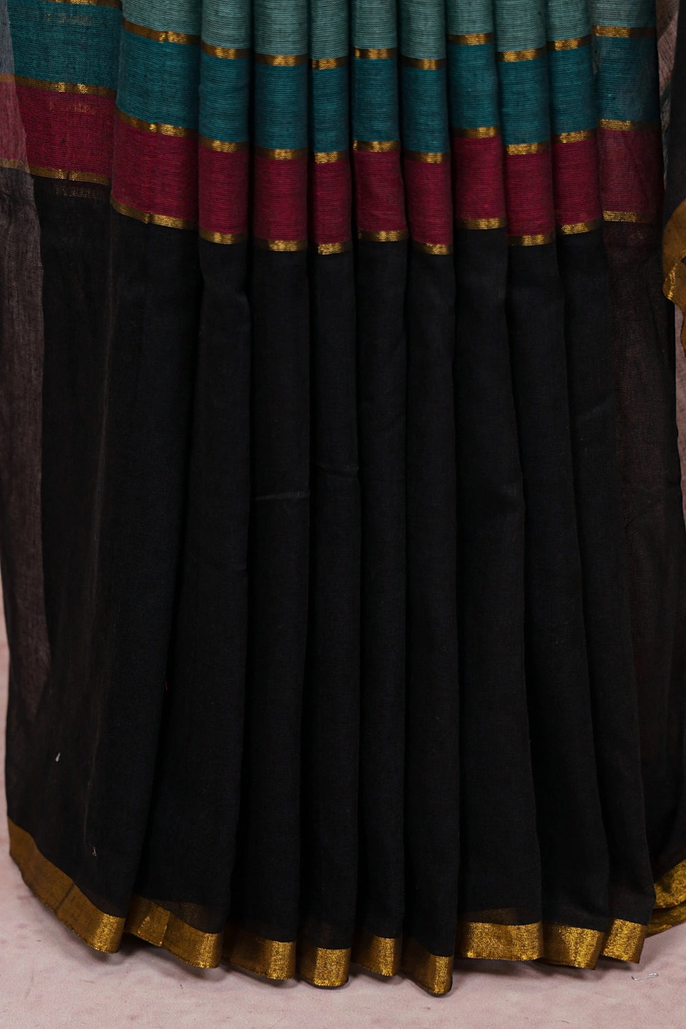 Black  Mul Cotton  Saree