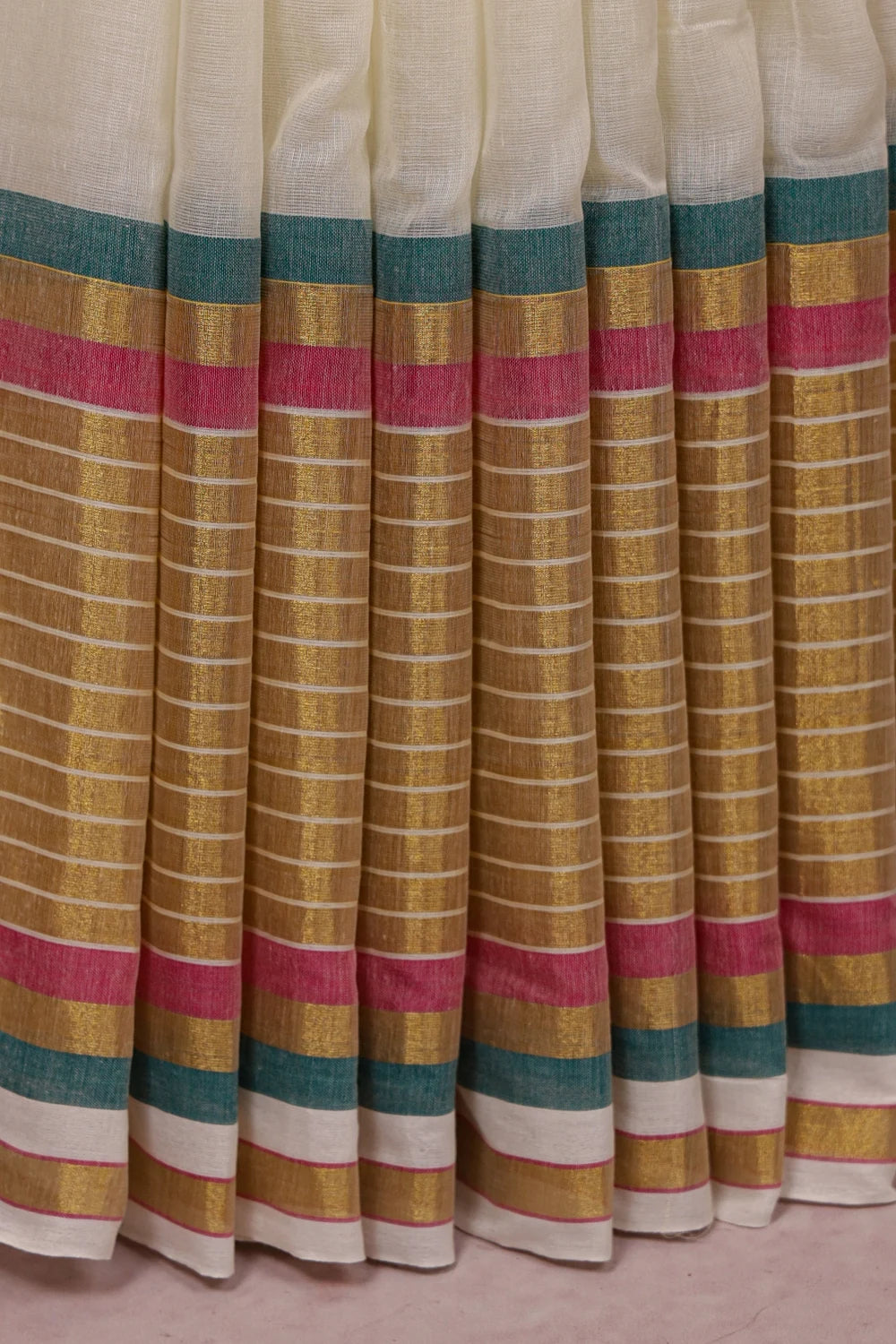 Cream Mul Cotton Kerala Saree