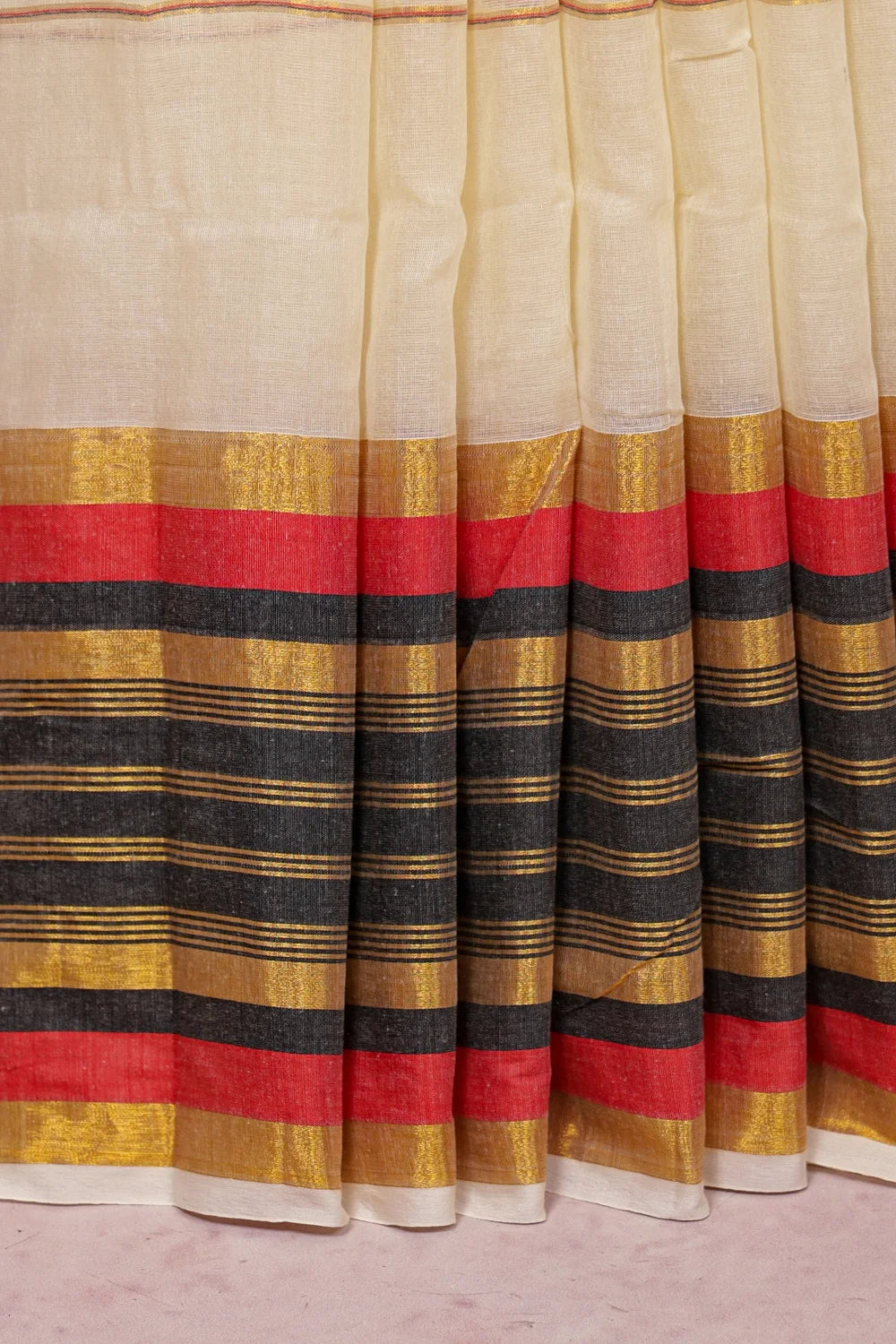 Cream Mul Cotton Kerala Saree