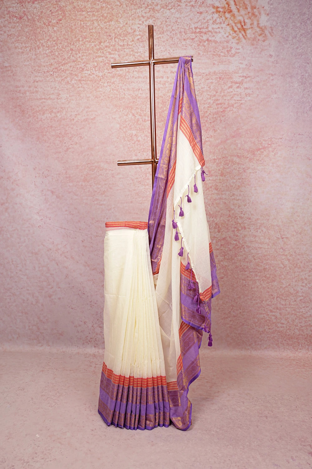 Cream Mul Cotton Kerala Saree