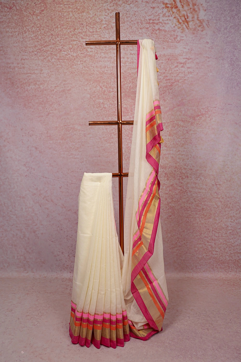 Cream Mul Cotton Kerala Saree