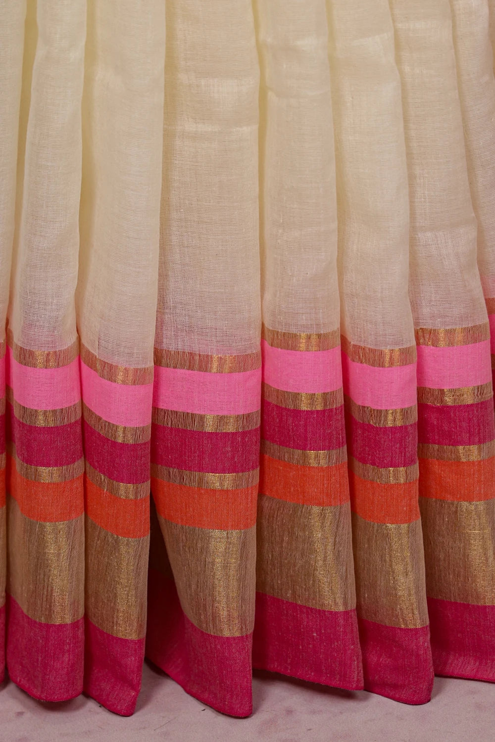 Cream Mul Cotton Kerala Saree