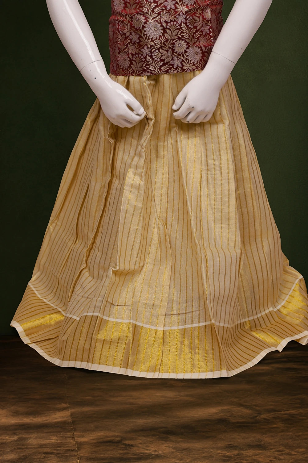 Girls Rust Color Top And Golden Skirt