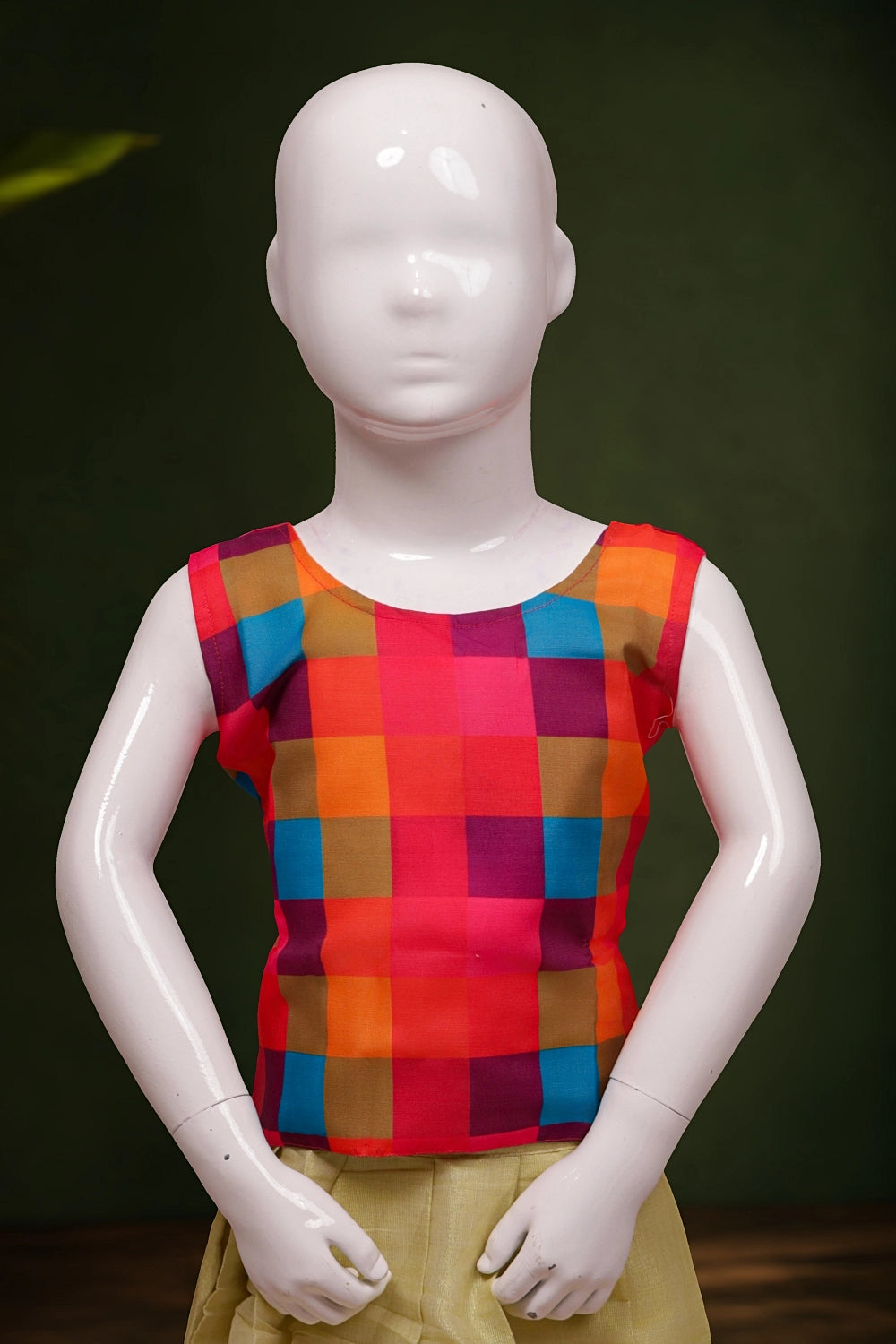 Girls Multi Colour Top With Golden Skirt