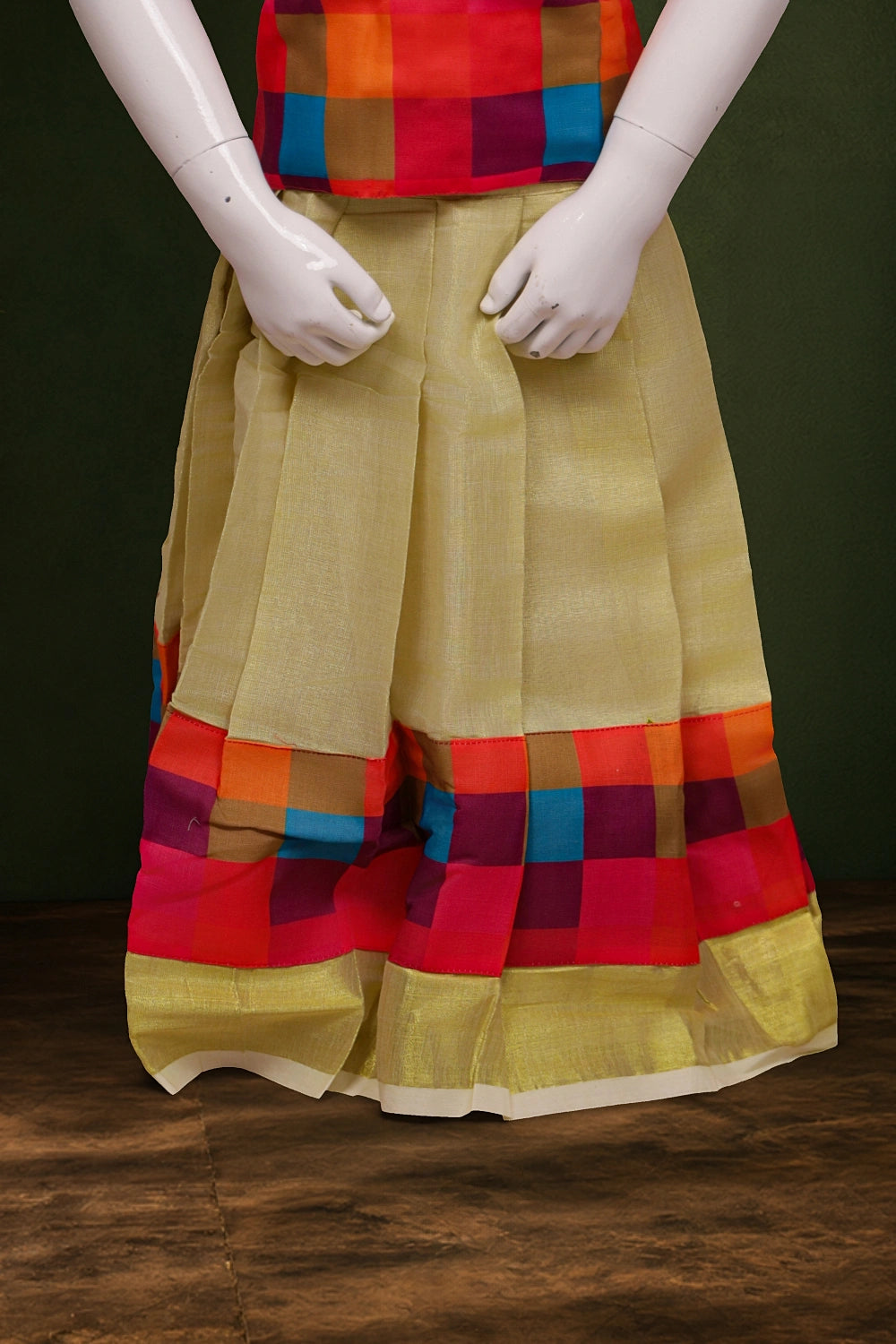 Girls Multi Colour Top With Golden Skirt