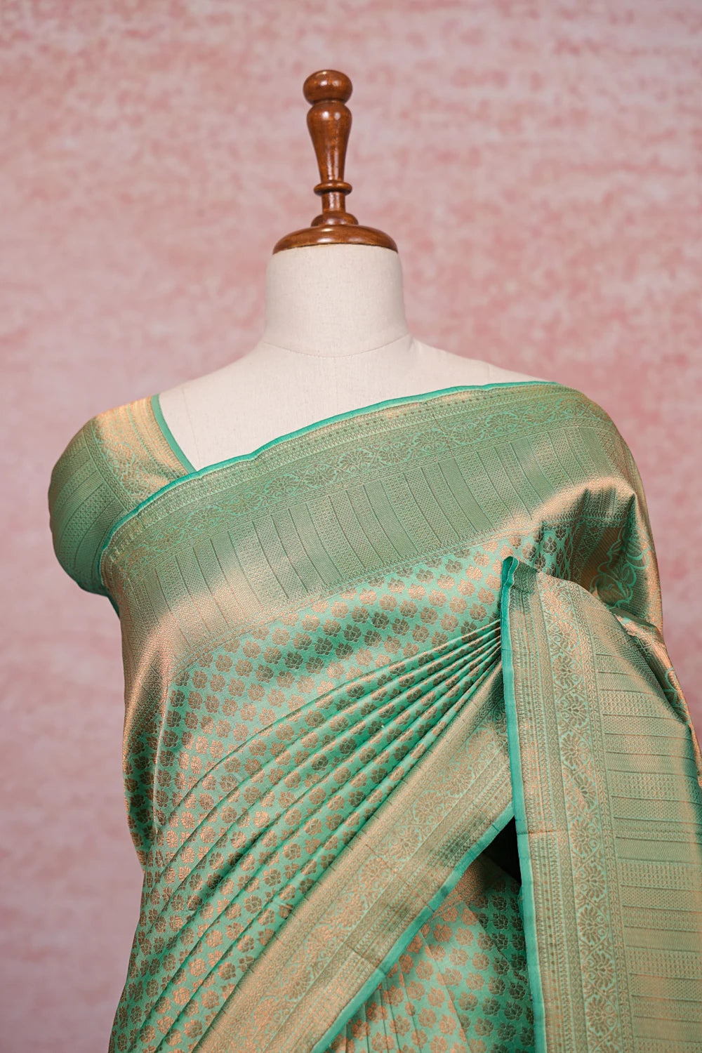 Pista Green Kancheepuram Semi Silk Saree