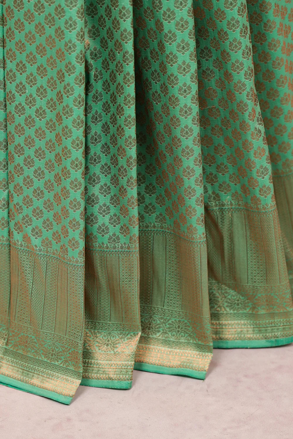 Pista Green Kancheepuram Semi Silk Saree