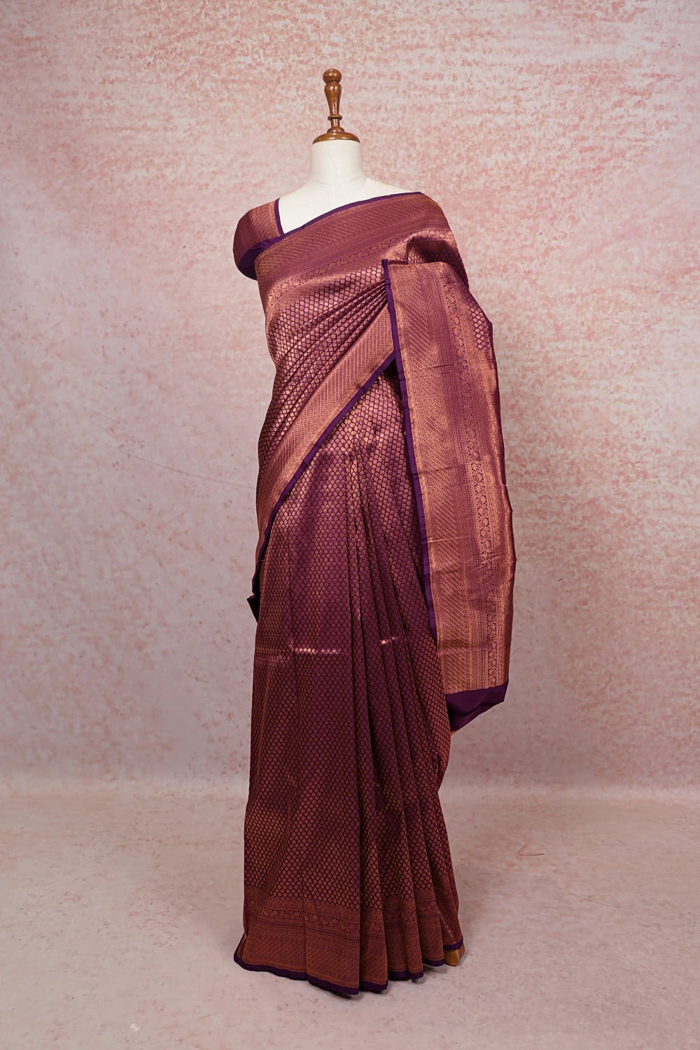 Wine Kancheepuram Semi Silk Saree - Seematti