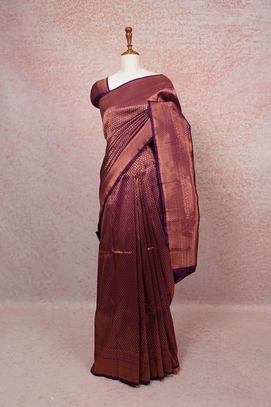 Wine Kancheepuram Semi Silk Saree