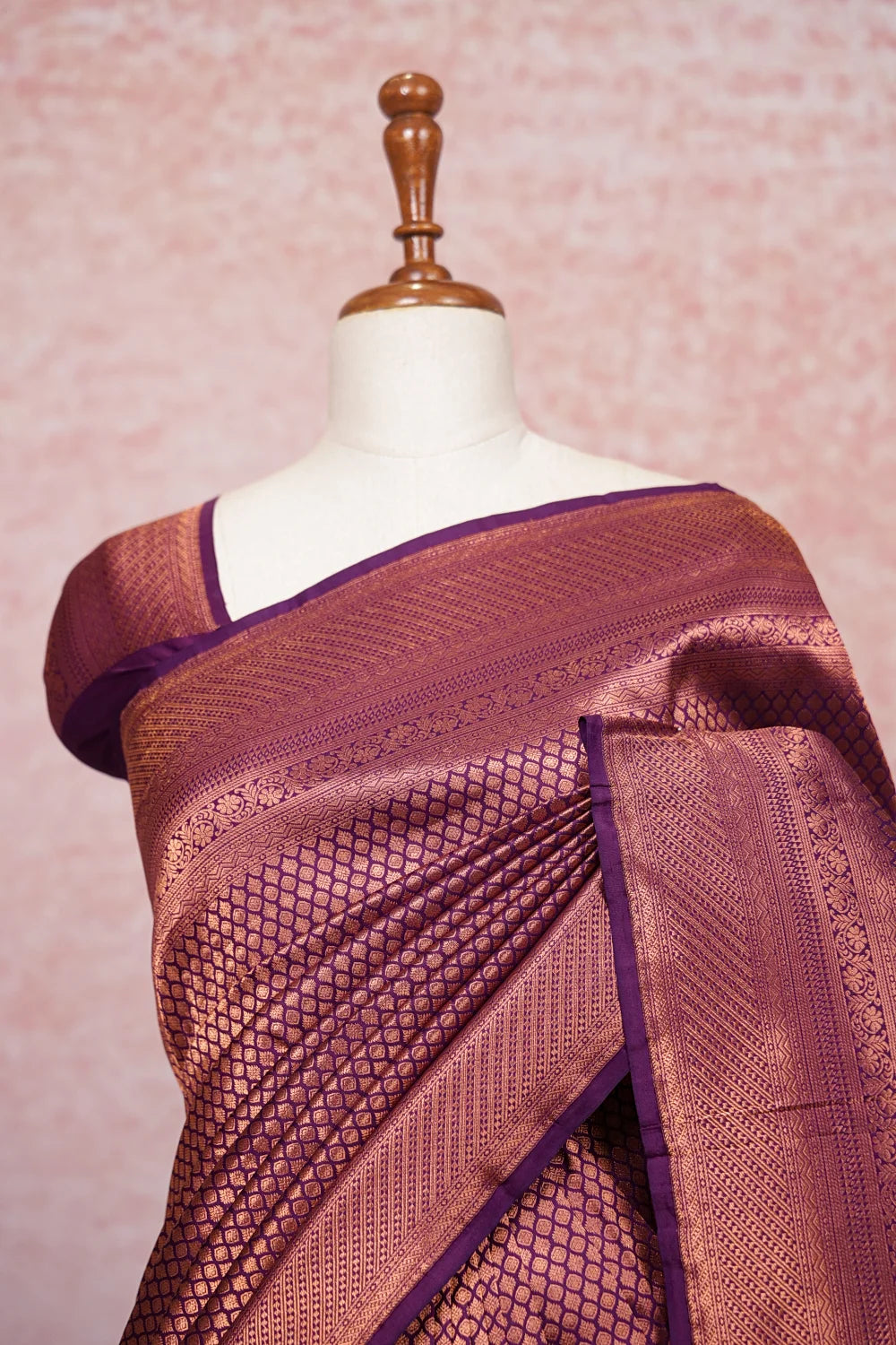 Wine Kancheepuram Semi Silk Saree - Seematti