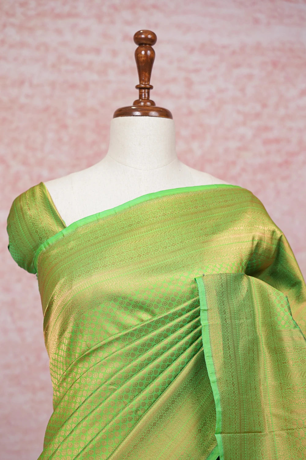 Parrot Green Kancheepuram Semi Silk Saree - Seematti