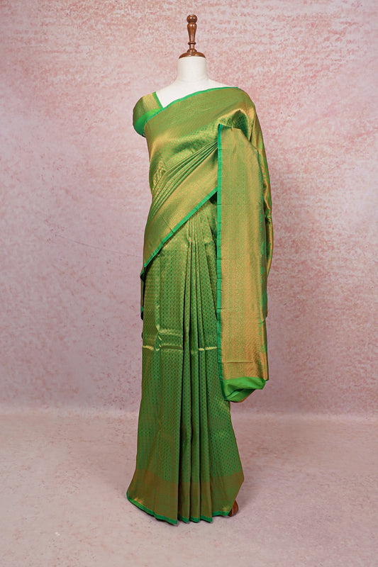 Parrot Green Kancheepuram Semi Silk Saree