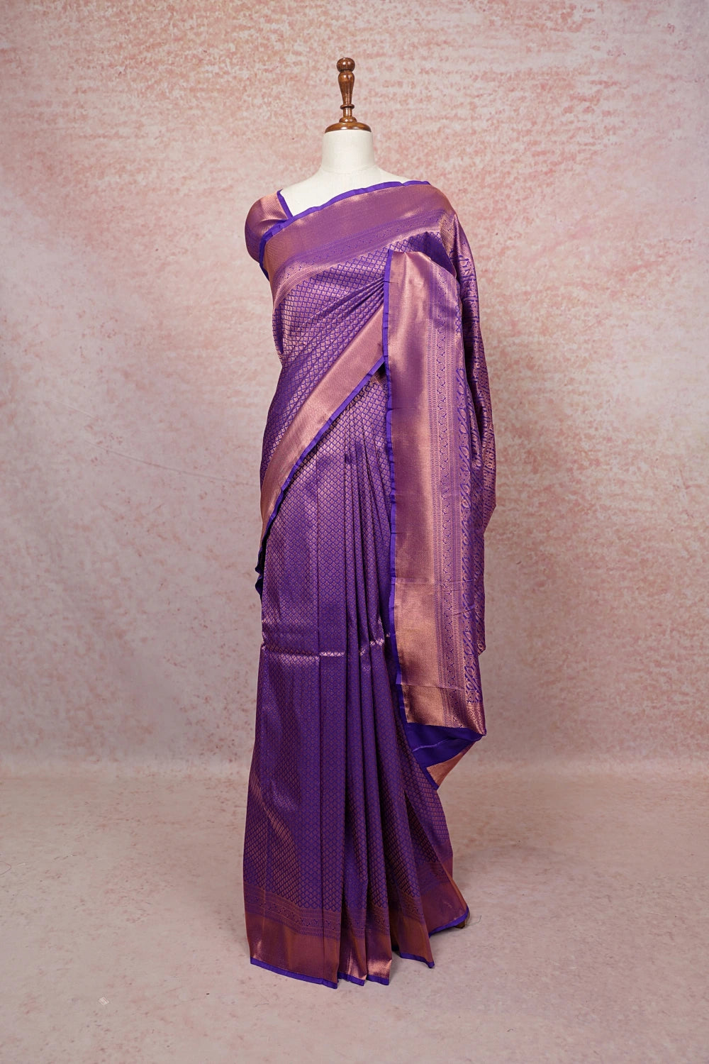 Dark Lavender Kancheepuram Semi Silk Saree