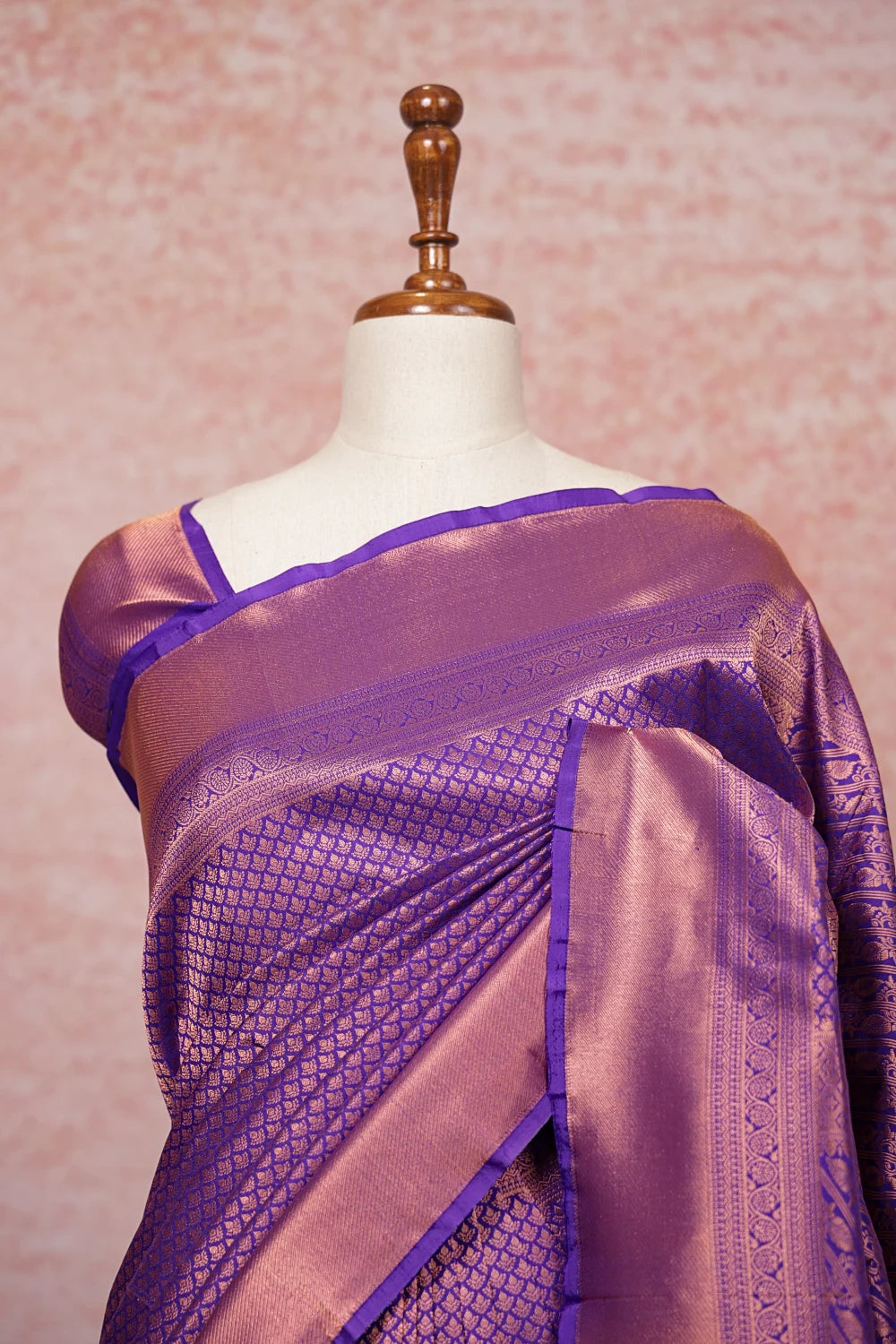 Dark Lavender Kancheepuram Semi Silk Saree