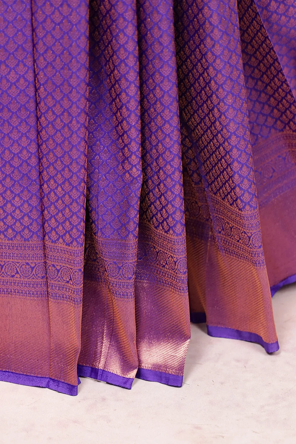 Dark Lavender Kancheepuram Semi Silk Saree