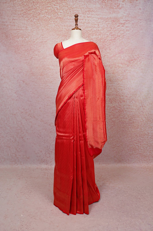 Cilly Red Kancheepuram Semi Silk Saree