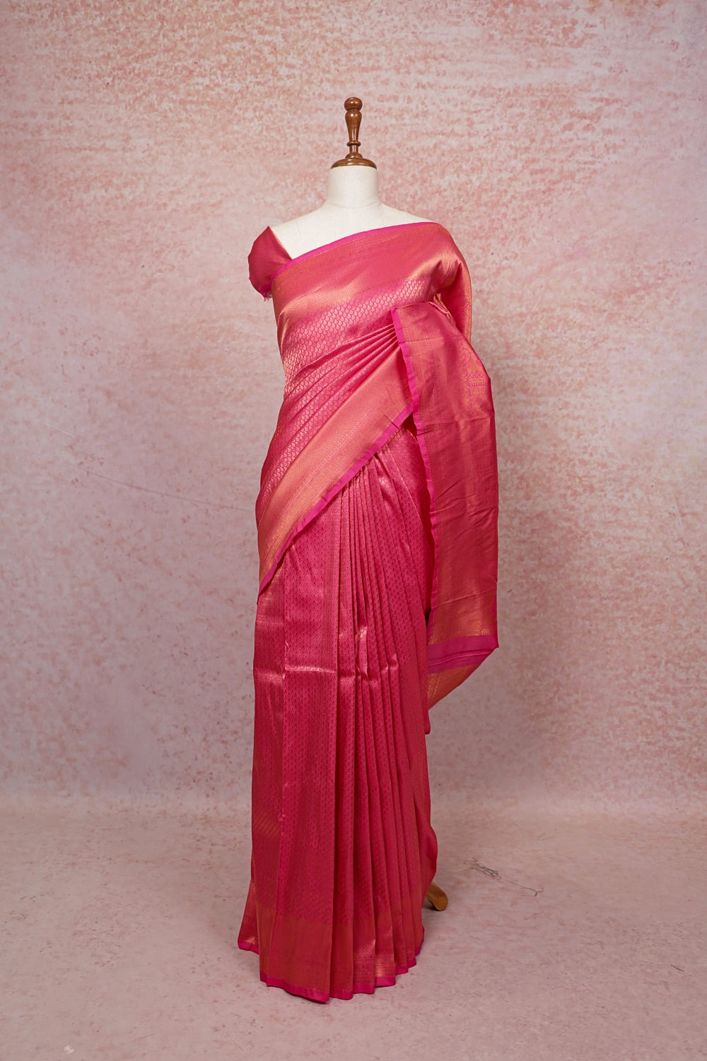 Pink Kancheepuram Semi Silk Saree