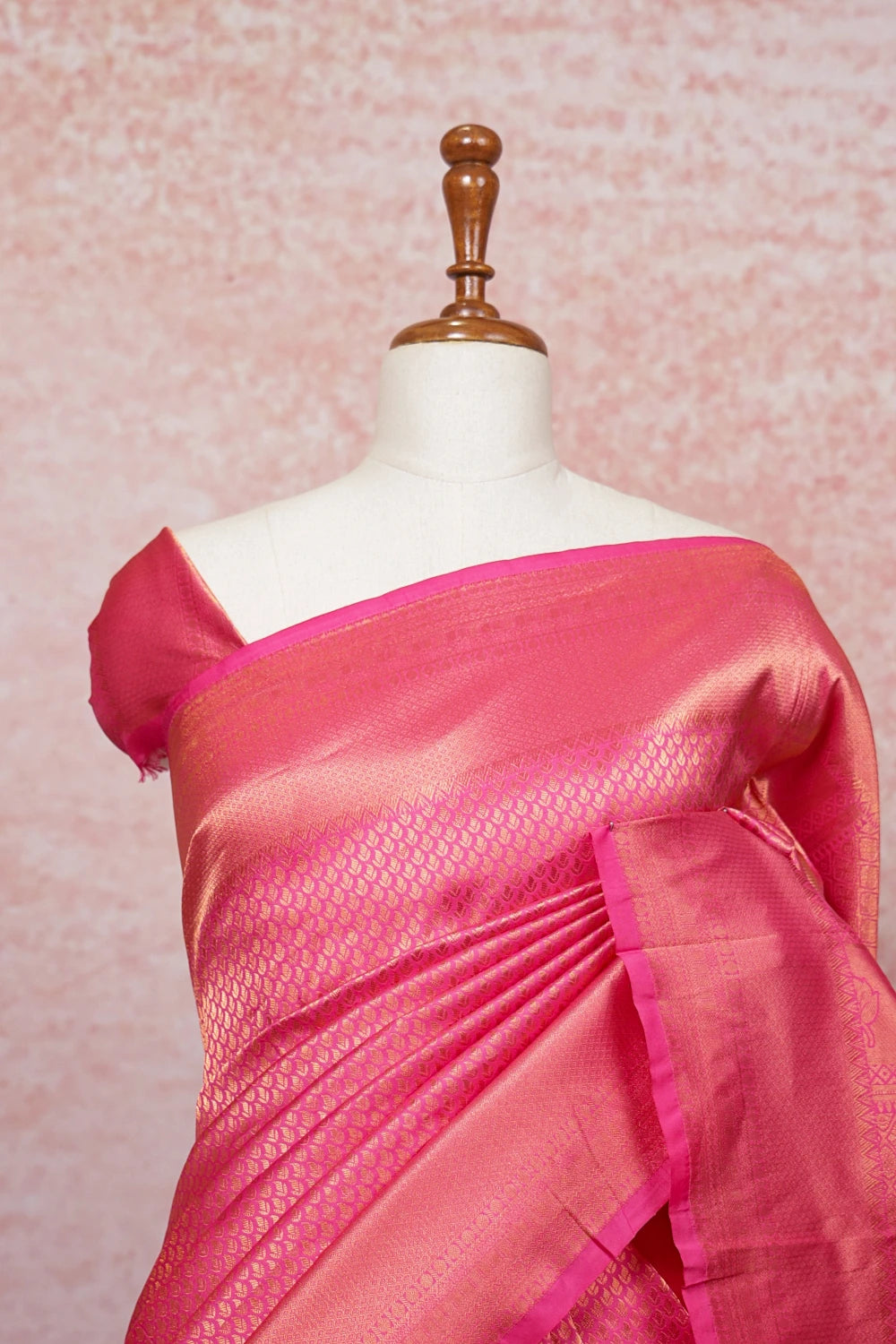 Pink Kancheepuram Semi Silk Saree