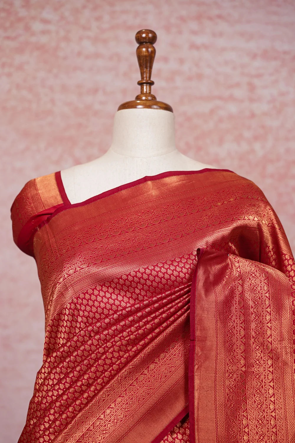 Wine Red Kancheepuram Semi Silk Saree