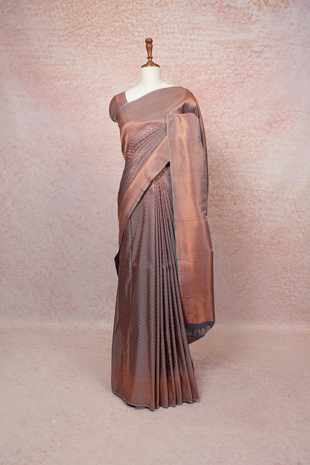 Ash Kancheepuram Semi Silk Saree