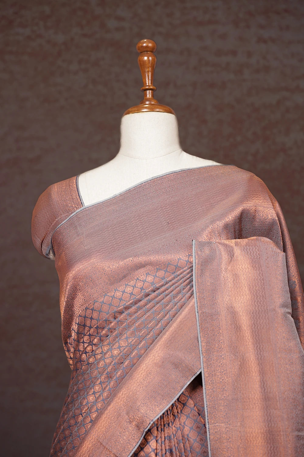 Ash Kancheepuram Semi Silk Saree