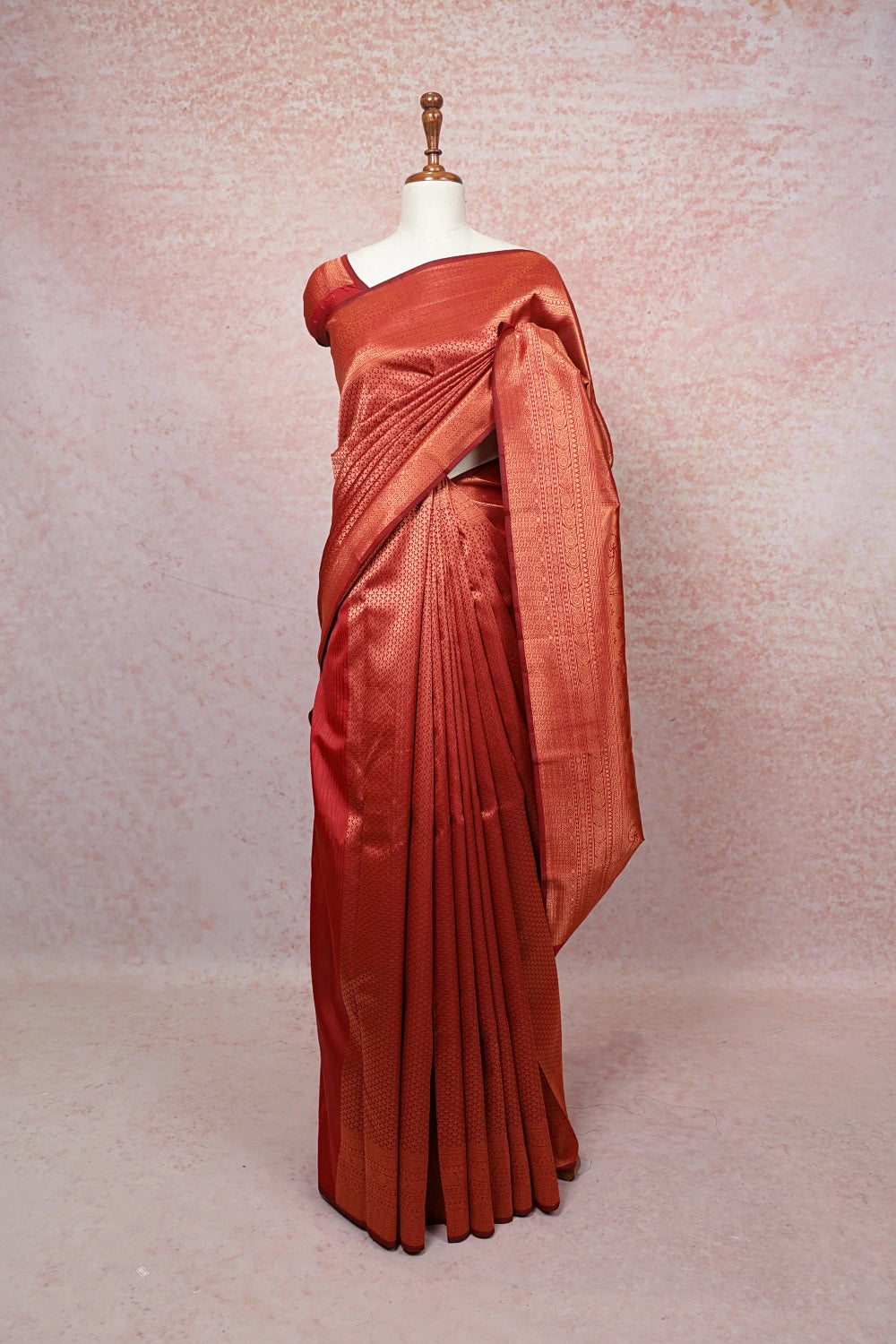 Maroon Kancheepuram Semi Silk Saree