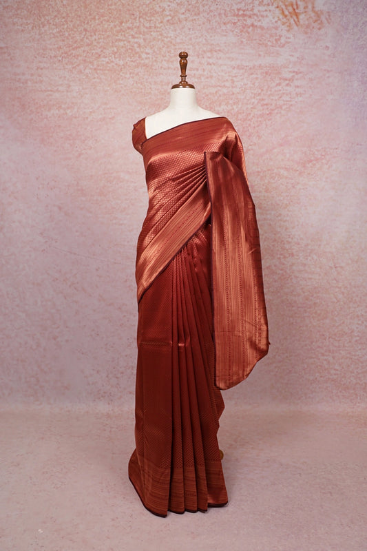 Maroon Kancheepuram Semi Silk Saree