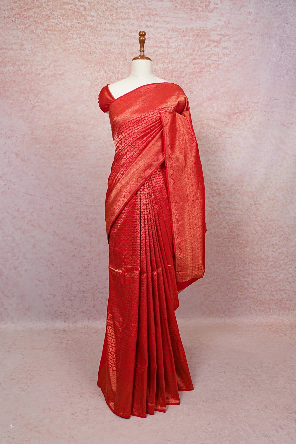 Red Kancheepuram Semi Silk Saree