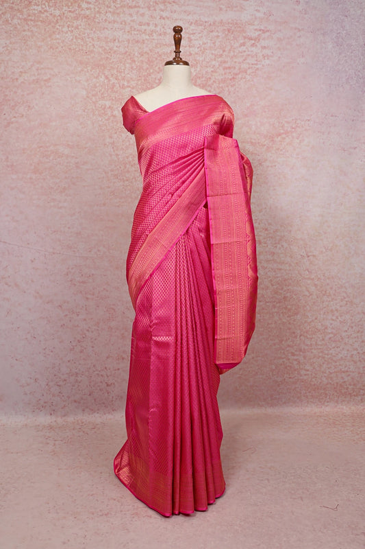 Pink Kancheepuram Semi Silk Saree
