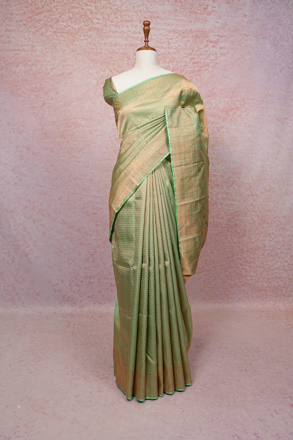 Pista Green  Kancheepuram Semi Silk Saree