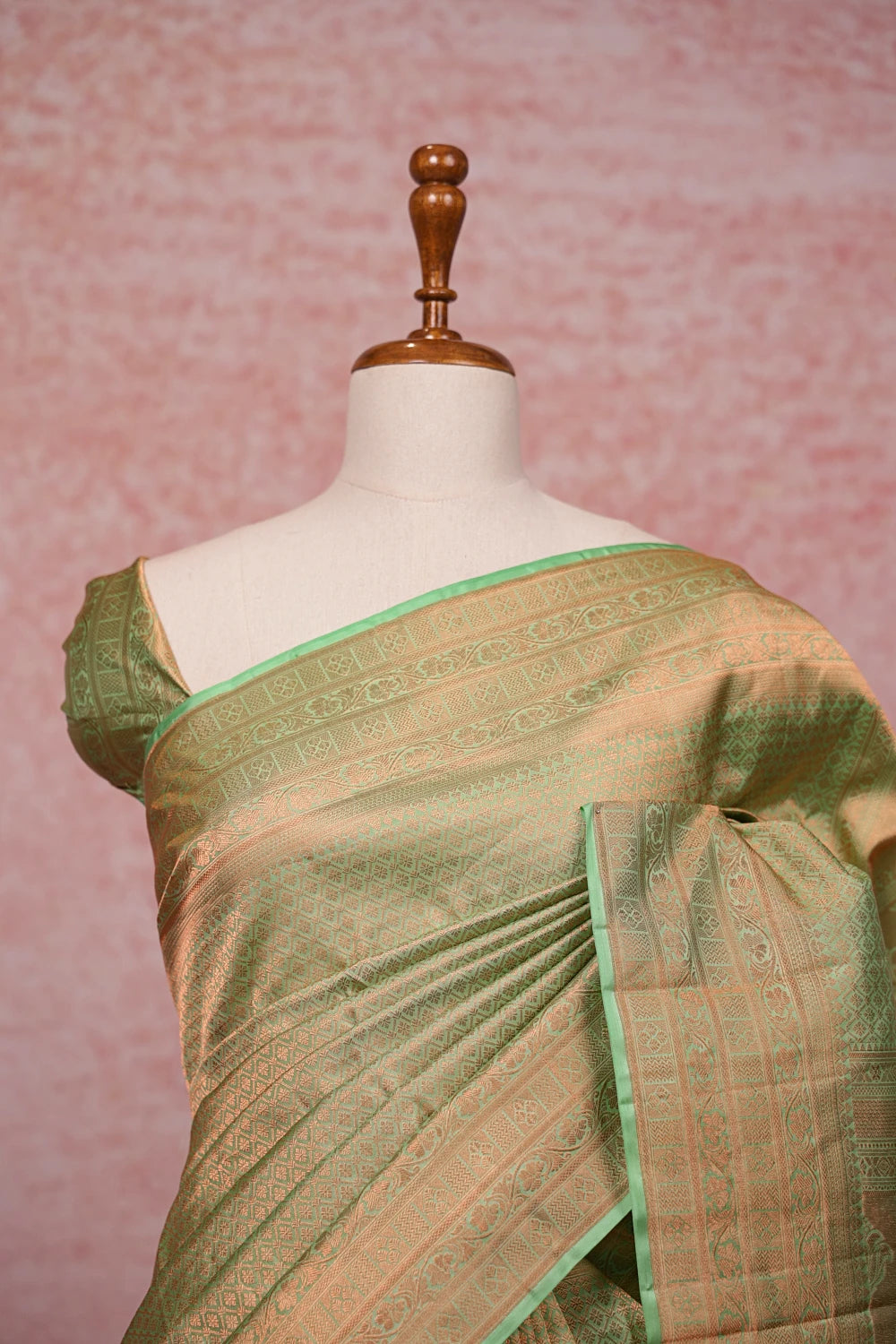Pista Green  Kancheepuram Semi Silk Saree