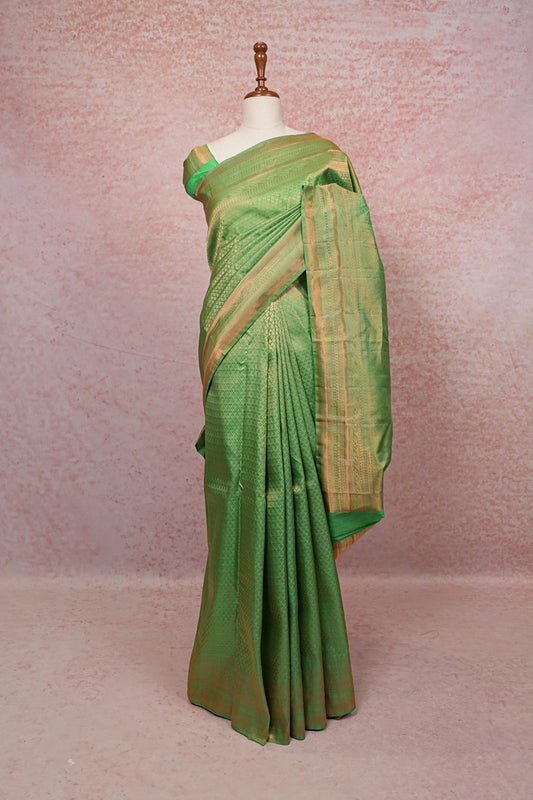 Pista Green Kancheepuram Semi Silk Saree - Seematti