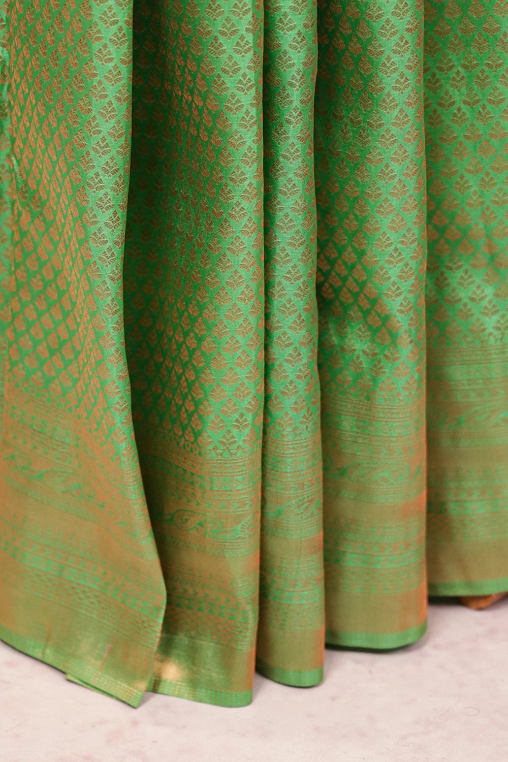 Pista Green Kancheepuram Semi Silk Saree - Seematti